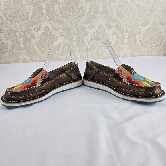 ARIAT Size 6B Copper Metallic/Rainbow Blanket Cruiser Leather Slip On Shoes - Picture 9 of 16